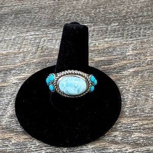 925 Sterling Silver Sleeping Beauty Turquoise, Larimar Ring